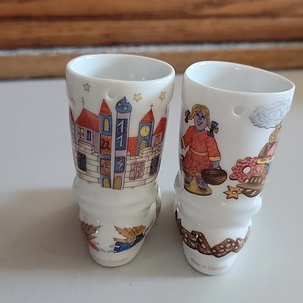 Vintage 90s Eschenbach German Porcelain Boot Ornaments 2 Piece